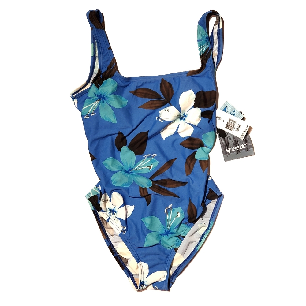 Speedo Women's One Piece Swimsuit Floral Blue